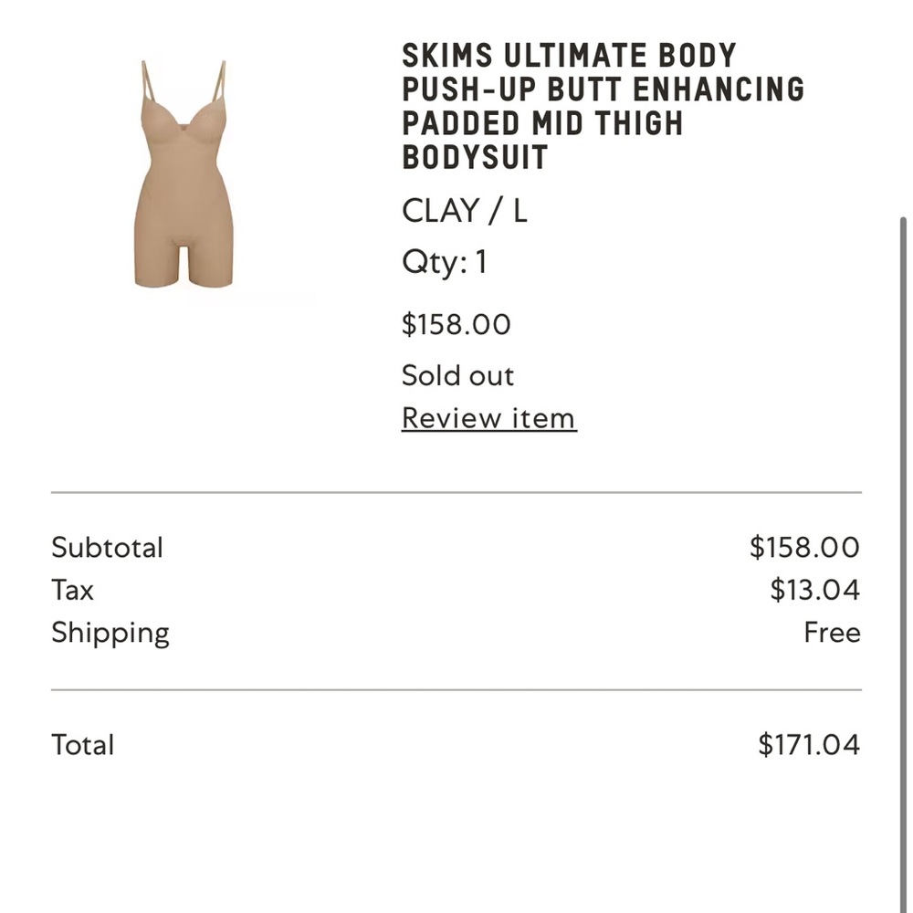 SKIMS Clay Shapewear Bodysuit WORN ONCE